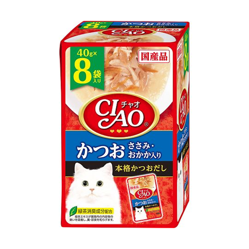 いなばペットフード チャオパウチ かつおささみ・おかか入り 8袋入り IC-384 1箱（ご注文単位1箱）【直送品】