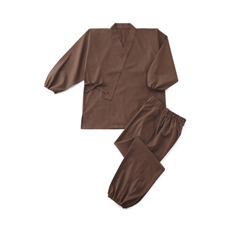 興栄繊商 寂光 綿混平織 京作務衣 茶 L 597 1枚（ご注文単位1枚）【直送品】