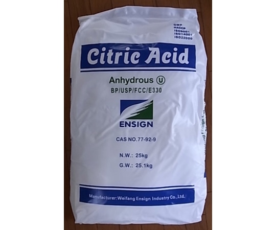 ジャパンソルト 食添用 クエン酸(無水)25kg×5袋入  1式※軽（ご注文単位1式）【直送品】