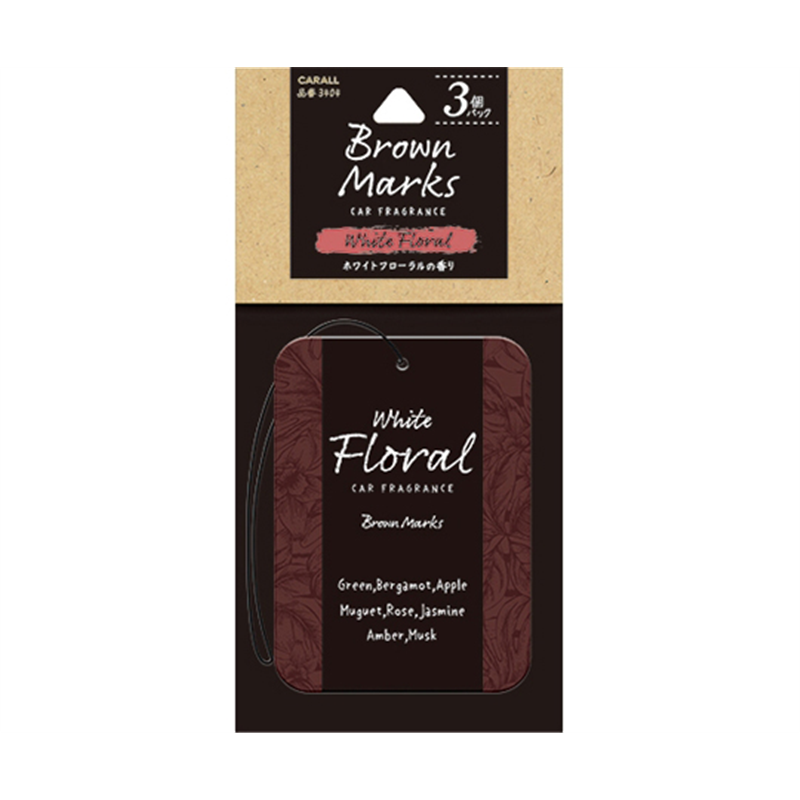 CARALL ブラウンマークスプレート ホワイトフローラル 3個パック 3404 1パック（ご注文単位1パック）【直送品】