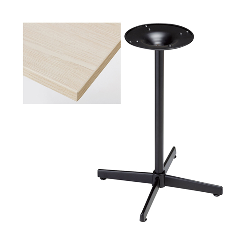 アズワン カフェテーブル W50×D60cm 天板:ホワイトウッド 脚:ブラック 61-777-23-2 1台（ご注文単位1台）【直送品】