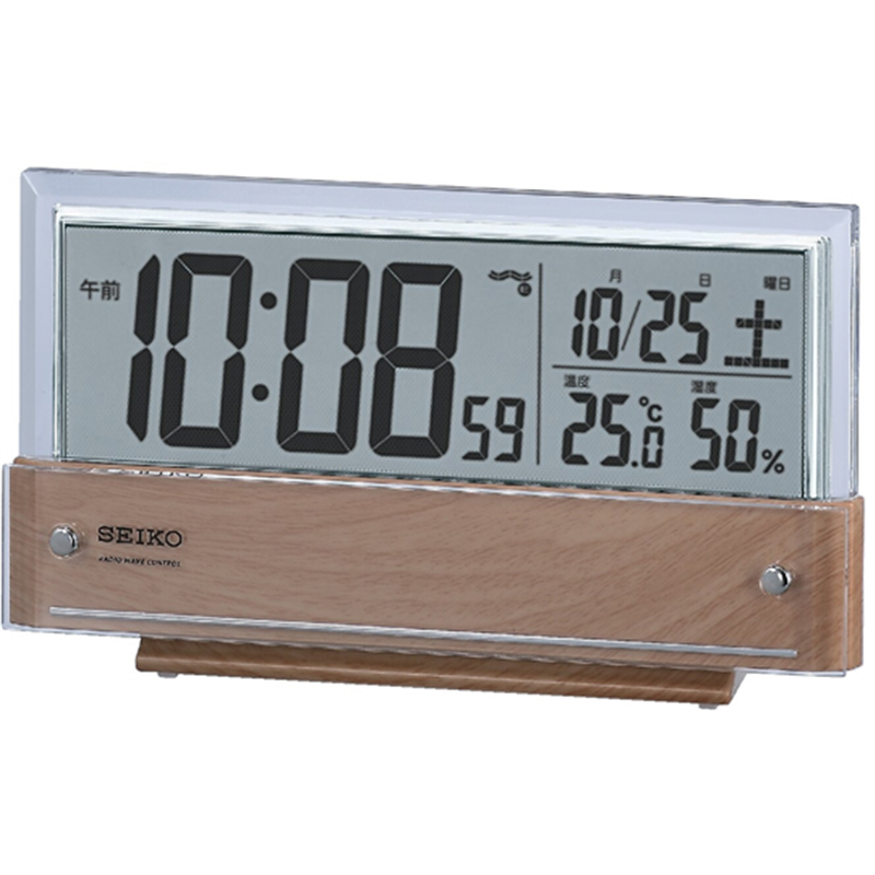 セイコー 電波デジタル目覚まし時計 107×190×41mm 薄茶 SQ782B 1個(ご注文単位1個)【直送品】