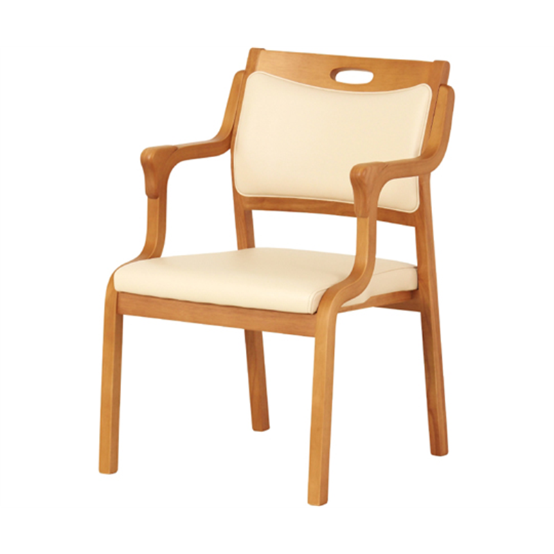 貞苅椅子製作所 スタッキングチェア 半ひじ・グリップ付 1脚入 ライトブラウン×アイボリー Care-111-AC LB AL-IV 1脚（ご注文単位1脚）【直送品】