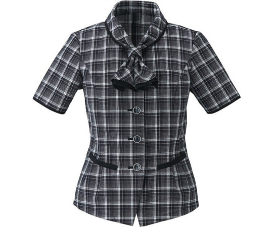 カーシーカシマ ENJOY オーバーブラウス AIR MESH CHECK ブラック 17号 ESA661 1枚（ご注文単位1枚）【直送品】