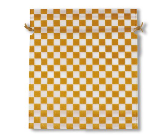 三和 不織布市松柄巾着 マスタード 1箱(1000枚入) SW2528IC-MS 1箱(ご注文単位1箱)【直送品】