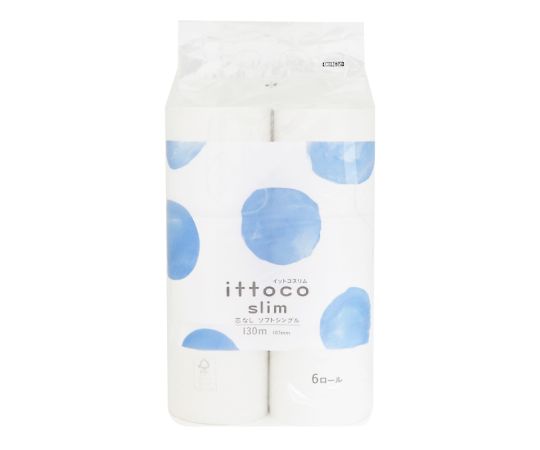 イトマン イットコ芯なしスリム トイレットペーパー 130mシングル 6ロールパック×10パック 10130036 1ケース(ご注文単位1ケース)【直送品】
