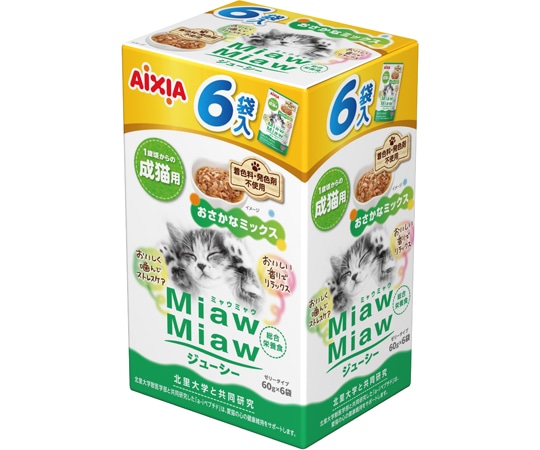 アイシア MiawMiawジューシー おさかなミックス360g 1箱(6袋入)  1箱（ご注文単位1箱）【直送品】