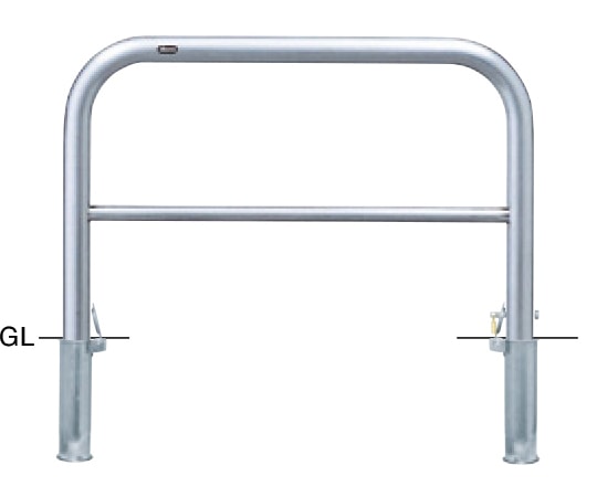 サンポール ステンレス アーチ型車止め(横桟付)差込式カギ付 φ60.5(t3.0)×W1000×H650mm AH-7SK10-650 1台(ご注文単位1台)【直送品】