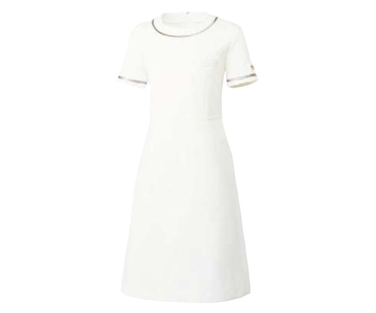 MICHEL KLEIN(ミッシェルクラン) ワンピース オフホワイト M ストレッチラチネ 袖丈19.5cm MK-0020 1着（ご注文単位1着）【直送品】