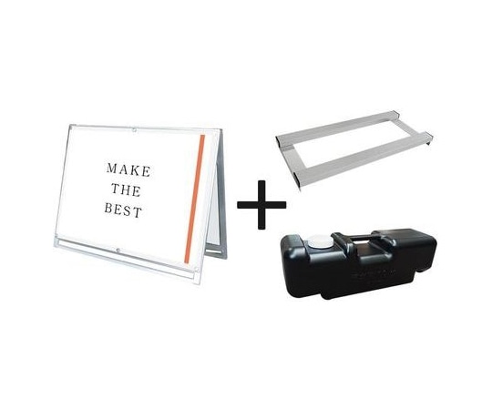 常磐精工 ポスター用スタンド看板マグネジ A0横ロウ両面ホワイト ウエイトアーム・水タンクセット PSSKMN-A0YLRW-3SET 1個(ご注文単位1個)【直送品】