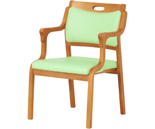 貞苅椅子製作所 スタッキングチェア 半ひじ・グリップ付 1脚入 ライトブラウン×グリーン Care-111-AC LB AL-G 1脚（ご注文単位1脚）【直送品】