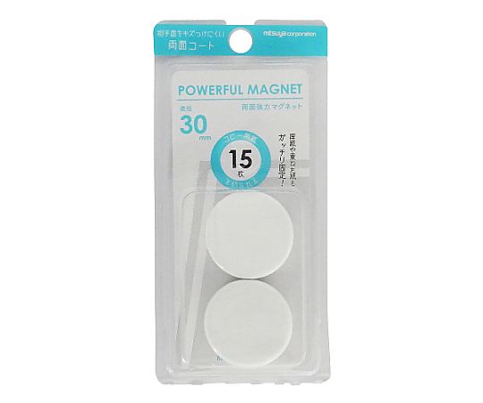 ミツヤ 強力マグネット30mm 白 2個×10箱入 HMG2P-30WH 1ケース（ご注文単位1ケース）【直送品】
