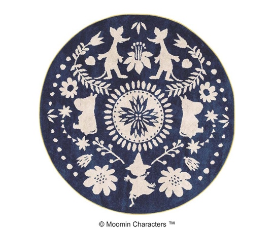 スミノエ MOOMIN ラグ フォークライン 185×185cm ネイビー 13473190 1枚（ご注文単位1枚）【直送品】