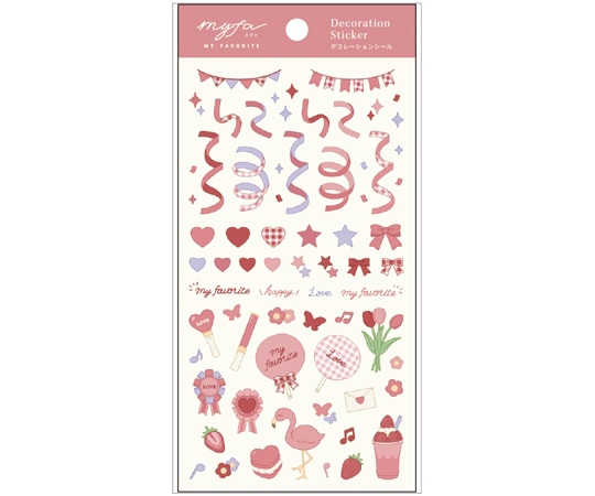 LIHITLAB myfa デコレーションシール コーラルレッド 5枚入 Y3000-3 1セット(ご注文単位1セット)【直送品】