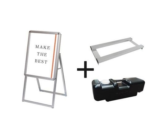 常磐精工 ポスターグリップスタンド看板 屋外用 A2片面シルバー (防水パック付) ウエイトアーム・水タンクセット BOPGSK-A2KS-3SET 1個（ご注文単位1個）【直送品】