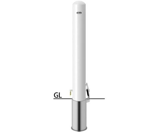 サンポール スチール製 ピラー車止め 差込式カギ付 フックなし φ114.3(t4.5)×H850mm 白 FPA-12SK-F00(W) 1本(ご注文単位1本)【直送品】