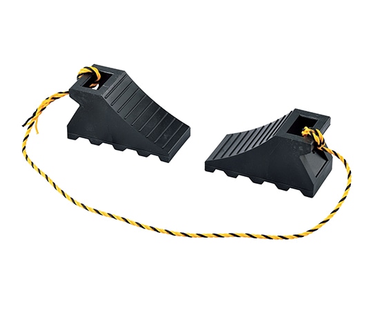 日本緑十字社 タイヤストッパー(輪止め) 大型車用(10t車迄) 黒 タイヤストッパー5BK 2個組(トラ柄ロープ1.2m連結) 樹脂製 120006 1組(ご注文単位1組)【直送品】