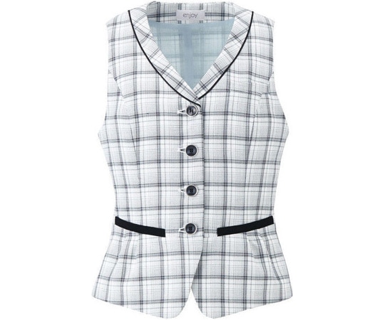 カーシーカシマ ENJOY ベスト AIR MESH CHECK ホワイト 17号 ESV662 1枚（ご注文単位1枚）【直送品】