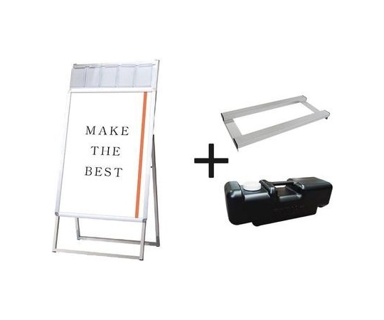 常磐精工 ポスターグリップスタンド看板パンフレットケース付(屋内用) A1片面シルバー ウエイトアーム・水タンクセット PGSKP-A1KS-3SET 1個(ご注文単位1個)【直送品】