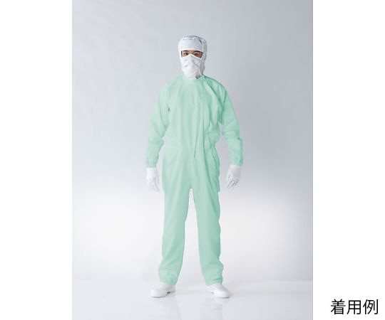 東洋リントフリー クリーンルーム用ツナギ服 グリーン L FC141C-03 L 1枚 (ご注文単位1枚)【直送品】