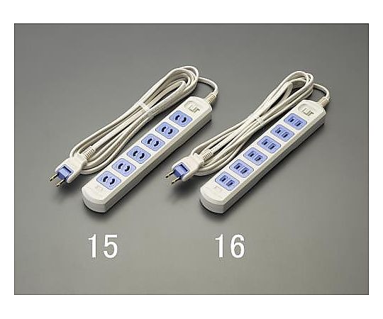 エスコ AC125V/15Ax 3m タップ(6口・マグネット付) EA815GL-16 1個(ご注文単位1個)【直送品】