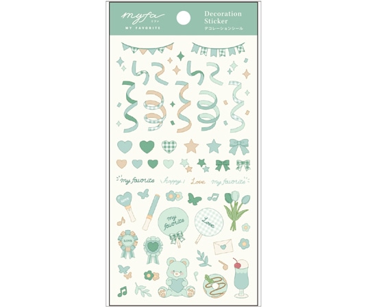 LIHITLAB myfa デコレーションシール ミントグリーン 5枚入 Y3000-19 1セット(ご注文単位1セット)【直送品】