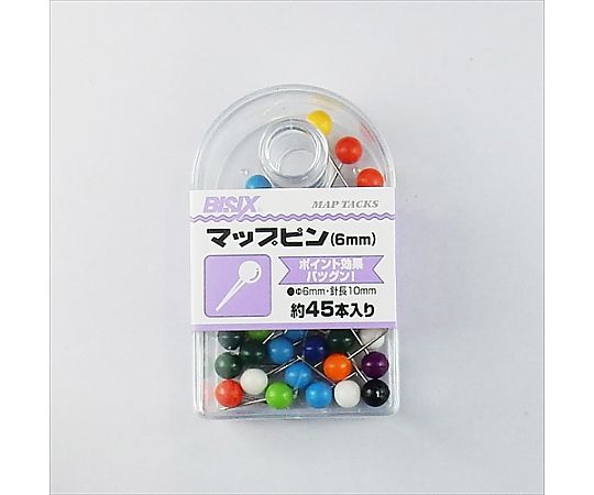 ミツヤ マップピン6mm 混 45本×5箱入 BX1-MP6AS 1ケース（ご注文単位1ケース）【直送品】