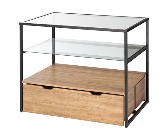 アズワン 3段テーブルH100cm ブラック トロッコ有 61-798-12-4 1台（ご注文単位1台）【直送品】