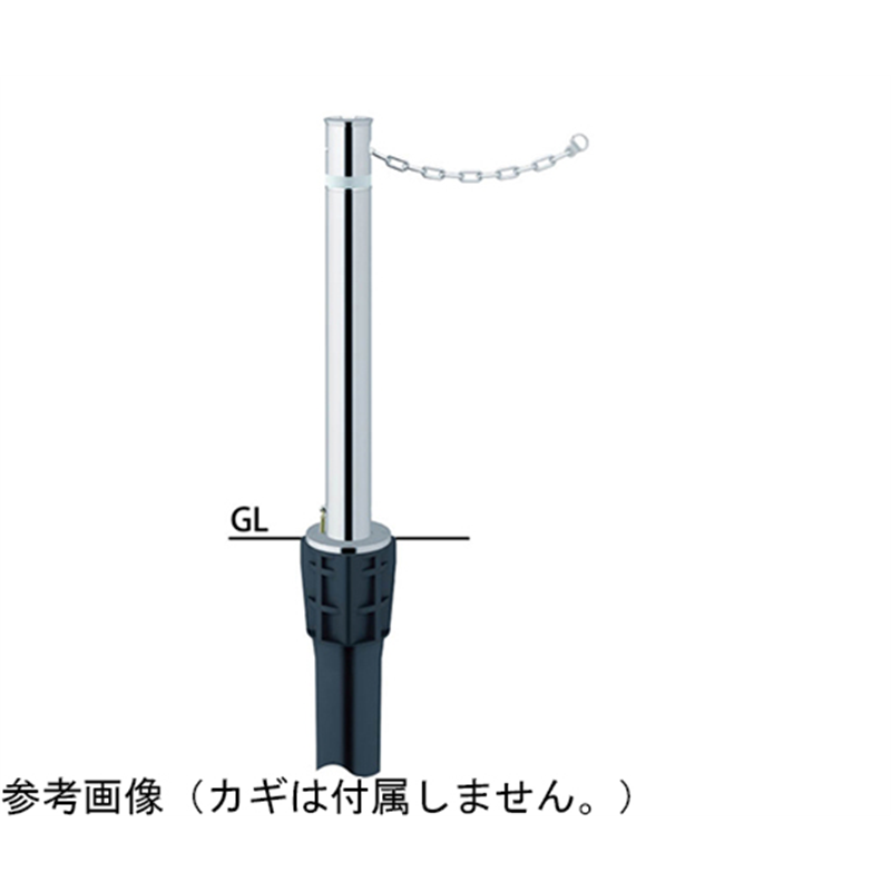 サンポール リフター ステンレス 上下式車止め 鎖内蔵 φ76.3 交換用本体 LA-8KC 1本(ご注文単位1本)【直送品】