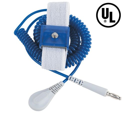 DESCO リストストラップ JEWEL 伸縮性長さ調整機能付き 青 コード長さ 1.83m 4mm 09100 1セット (ご注文単位1セット)【直送品】