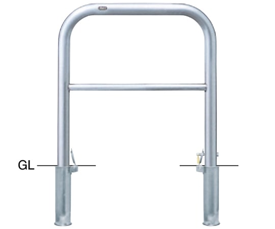 サンポール ステンレス アーチ型車止め(横桟付)差込式カギ付 φ60.5(t3.0)×W750×H800mm AH-7SK75-800 1台(ご注文単位1台)【直送品】