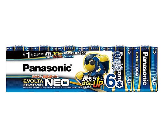 パナソニック アルカリ乾電池 エボルタNEO 単1 6本入 LR20NJ/6SW 1パック(ご注文単位1パック)【直送品】