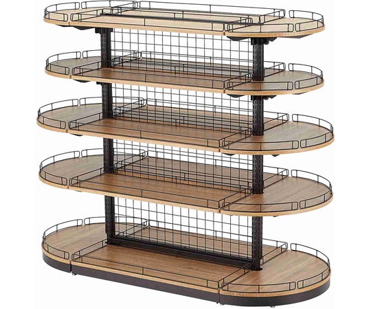 ストア・エキスプレス Rエンドユニット 両エンド 欄干付き木棚(D30・35cm)+ステージセット 61-785-10-1 1セット（ご注文単位1セット）【直送品】