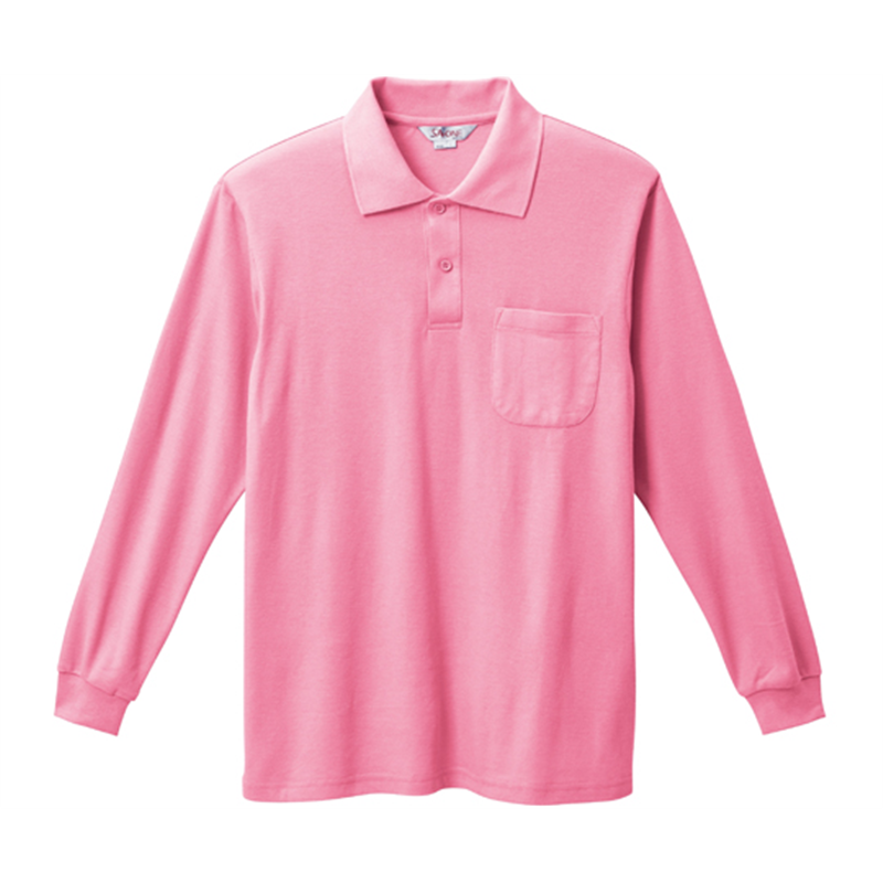 三愛 長袖ポロシャツ ピンク L 8100 1着（ご注文単位1着）【直送品】