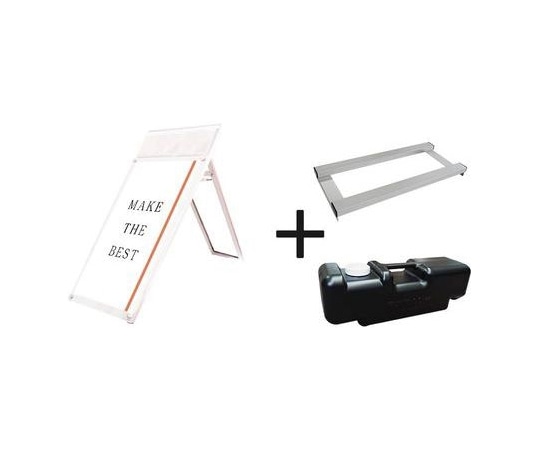 常磐精工 ポスター用スタンド看板マグネジ パンフレットケース付 A1ロウ片面ホワイト(屋内用) ウエイトアーム・水タンクセット PSSKMNP-A1LKW-3SET 1個（ご注文単位1個）【直送品】