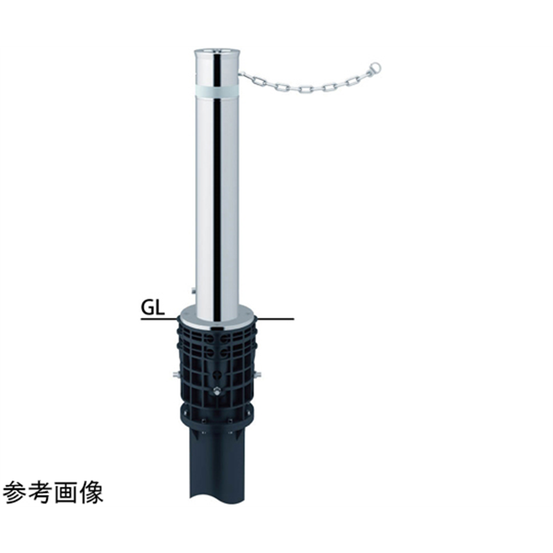 サンポール リフター ステンレス 上下式車止め 鎖内蔵 ワンタッチロック付 φ114.3 LA-12LC 1本(ご注文単位1本)【直送品】