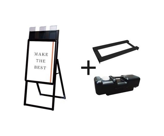常磐精工 ポスターグリップスタンド看板パンフレットケース付(屋外用) A2片面ブラック ウエイトアーム・水タンクセット PGSKP-A2KB-G-3SET 1個（ご注文単位1個）【直送品】