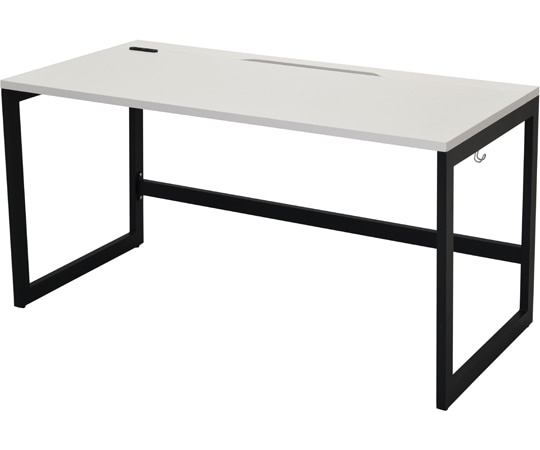 アール・エフ・ヤマカワ リスム デスク W1400×D700 ホワイト×ブラック脚 2ヶ口コンセント付き RFFLD-1470WH-BL 1台(ご注文単位1台)【直送品】