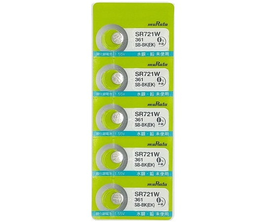 村田製作所 無水銀酸化銀電池 7.9×2.1mm 1シート(5個入) SR721W 1枚(ご注文単位1枚)【直送品】