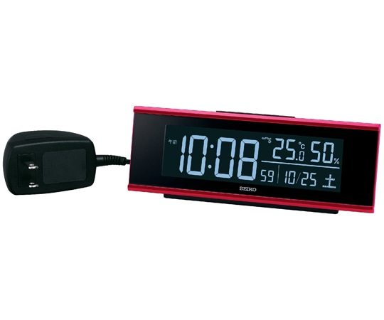 セイコー 交流式電波デジタル時計 63×174×46mm 赤 DL307R 1個(ご注文単位1個)【直送品】
