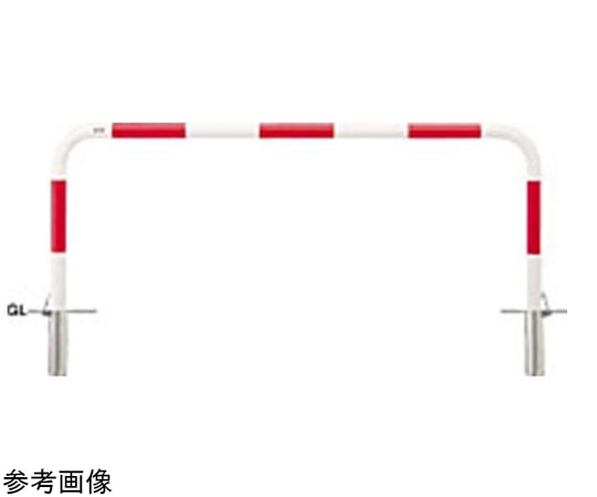 サンポール スチール製 アーチ型車止め 差込式フタ付 φ60.5(t2.8)×W2000×H650mm 赤白 FAA-7SF20-650(RW) 1台(ご注文単位1台)【直送品】