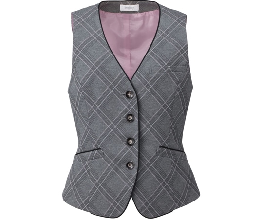 カーシーカシマ ENJOY ベスト AIR FIT SUITS CHECK KNIT グレー 15号 EAV587 1枚（ご注文単位1枚）【直送品】