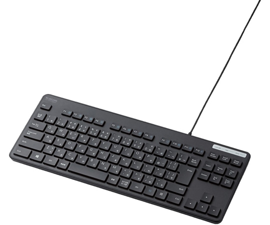エレコム 有線キーボード メンブレン式 コンパクトサイズ 薄型 ブラック TK-FCM107XBK 1個(ご注文単位1個)【直送品】