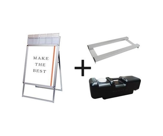 常磐精工 ポスターグリップスタンド看板パンフレットケース付(屋外用) A1片面シルバー ウエイトアーム・水タンクセット PGSKP-A1KS-G-3SET 1個(ご注文単位1個)【直送品】