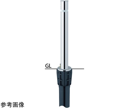 サンポール リフター ステンレス 上下式車止め エンド用 カギ付 φ76.3 LA-8KC-E 1本(ご注文単位1本)【直送品】