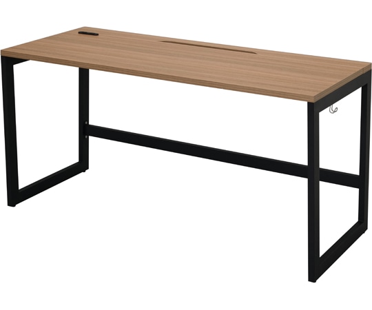 アール・エフ・ヤマカワ リスム デスク W1400×D600 ウォルナット×ブラック脚 2ヶ口コンセント付き RFFLD-1460DM-BL 1台(ご注文単位1台)【直送品】