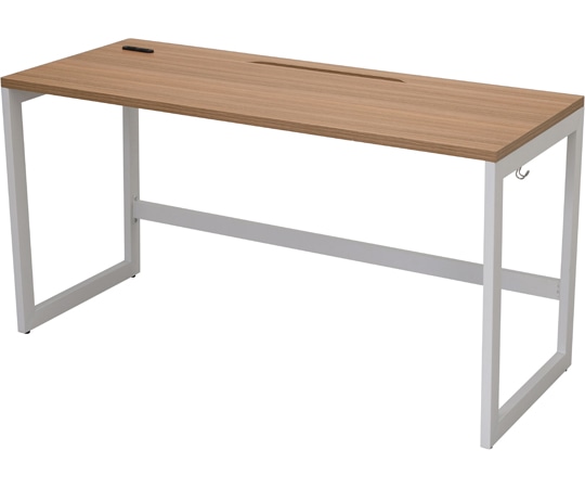 アール・エフ・ヤマカワ リスム デスク W1400×D600 ウォルナット×ホワイト脚 2ヶ口コンセント付き RFFLD-1460DM-WL 1台(ご注文単位1台)【直送品】