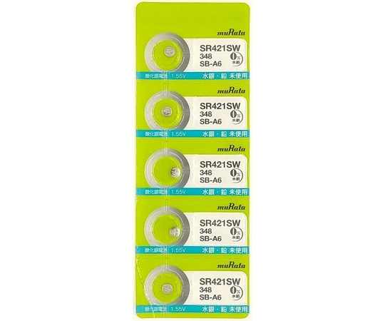 村田製作所 無水銀酸化銀電池 4.8×2.15mm 1シート(5個入) SR421SW 1枚(ご注文単位1枚)【直送品】