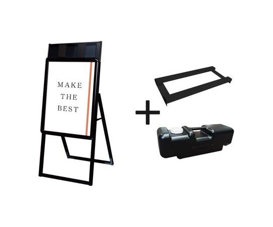 常磐精工 ポスターグリップスタンド看板パンフレットケース付(屋内用) A2片面ブラック ウエイトアーム・水タンクセット PGSKP-A2KB-3SET 1個（ご注文単位1個）【直送品】