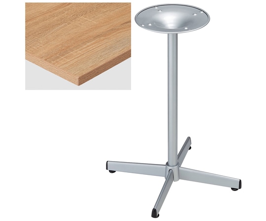 アズワン カフェテーブル W50×D60cm 天板:ラスティック 脚:シルバー 61-801-89-1 1台（ご注文単位1台）【直送品】